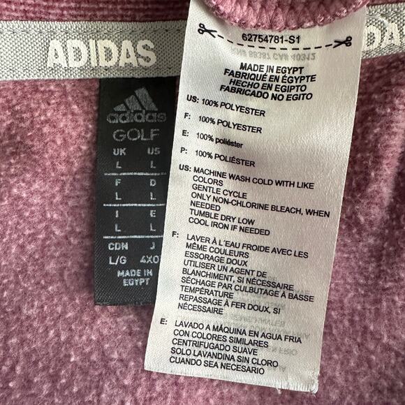 Adidas Golf Heather Fleece Jacket Large Blush Pink Full Zip Outdoors Gorpcore - Picture 7 of 8